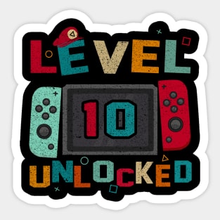 Level 10 Unlocked Gaming Birthday Boys 10th Birthday Gamer Sticker